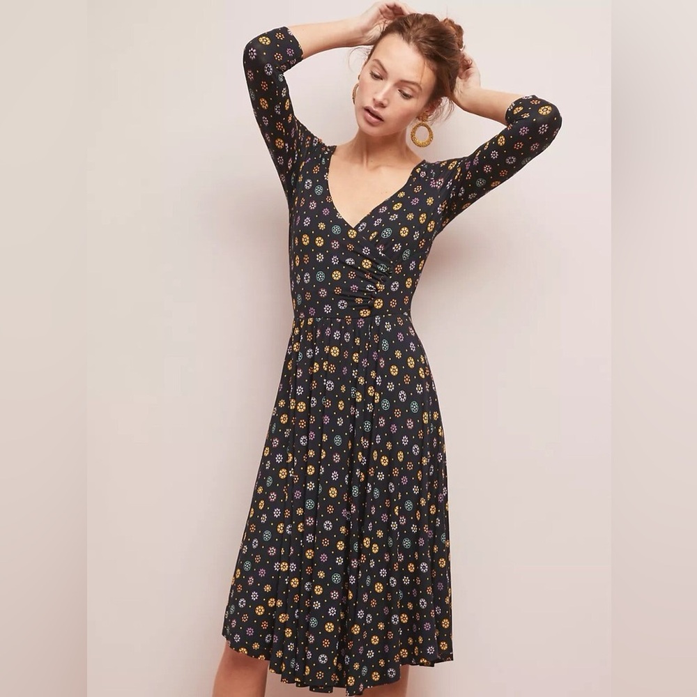 Maeve By Anthropologie Archival 3/4 sleeve fit & flare floral dress